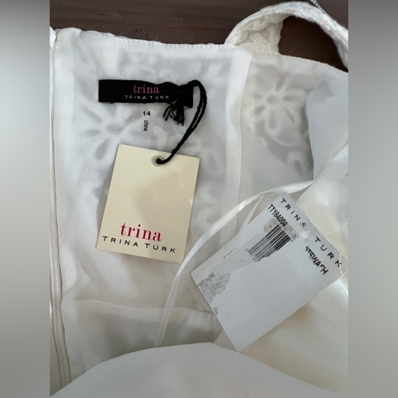 Trina Turk Embroidered White Peplum Sheath Dress Size 14 New with tags - Picture 10 of 15